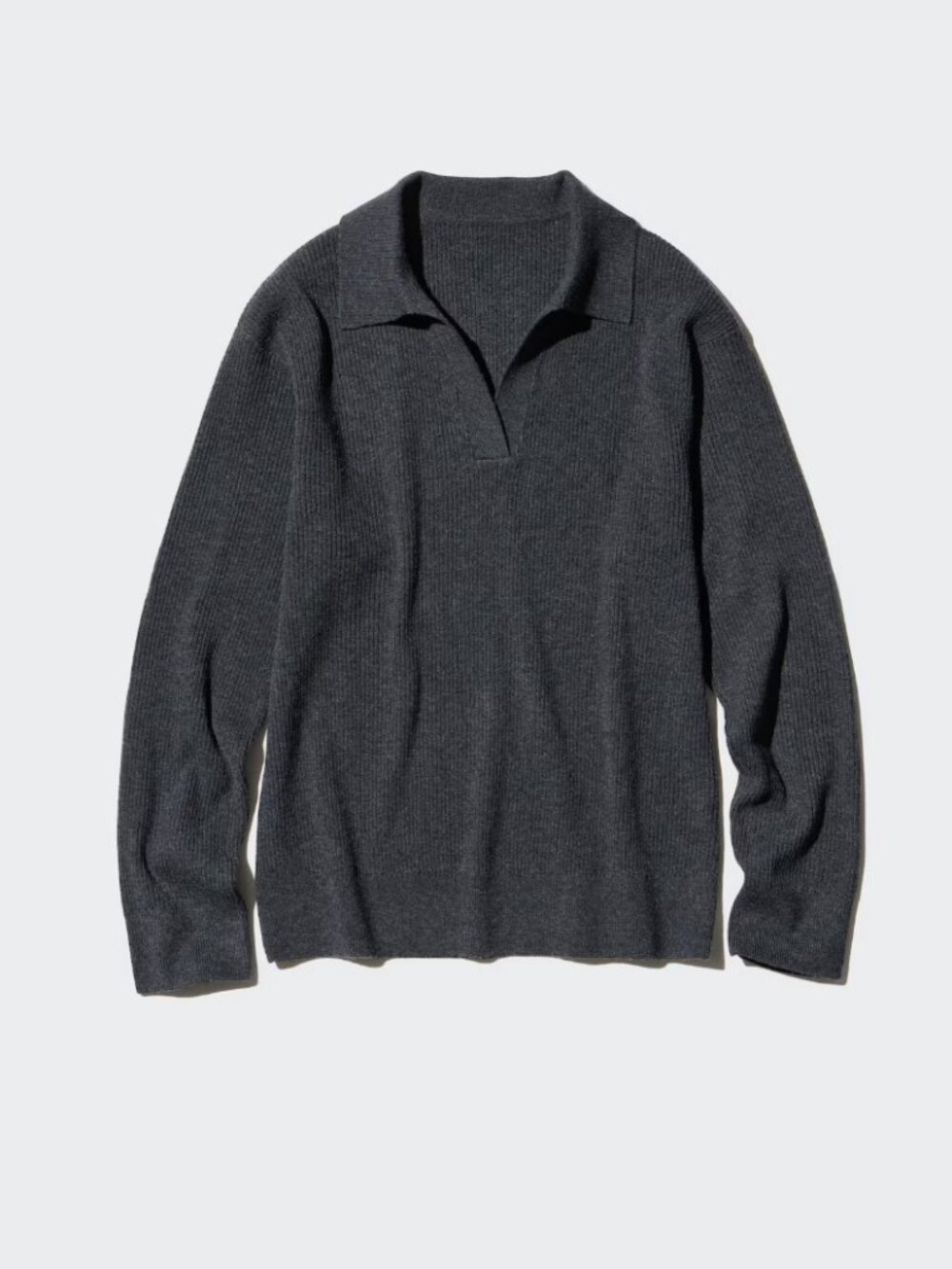 Uniqlo Washable Ribbed Knit Polo Sweater (S)